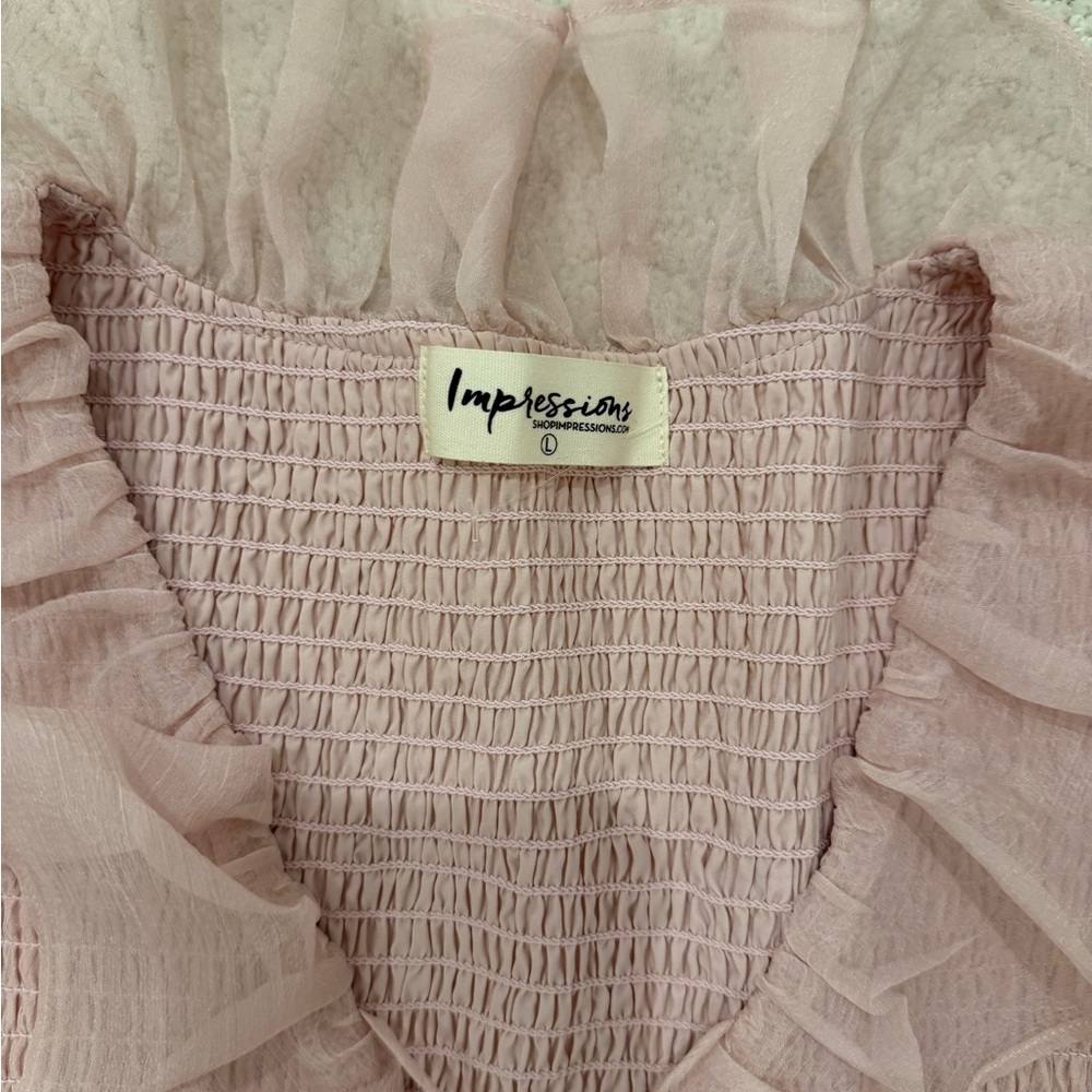 Pink Ruffled Chiffon Dress - Picture 2 of 3